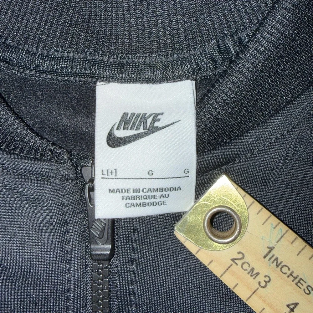 Nike Track Jacket Womens Large Black Full Zip Logo Sleeves Crop Athletic Swoosh